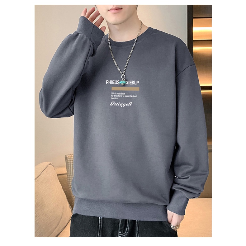 Áo sweater Tay Dài Cổ Tròn In Họa Tiết plus size Thời Trang Mùa Thu Cho Nam