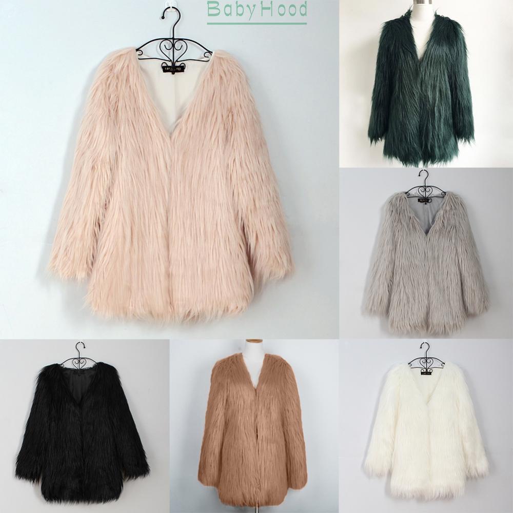 Women Faux Fur V-Neck Shaggy Jacket Winter Cropped Coat Warm Outwear Cardigan#BBHOOD