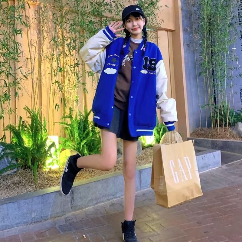 Áo Khoác Bóng Chày Da pu Dáng Rộng Phong Cách Đường Phố Mỹ Cá Tính Cho Nam