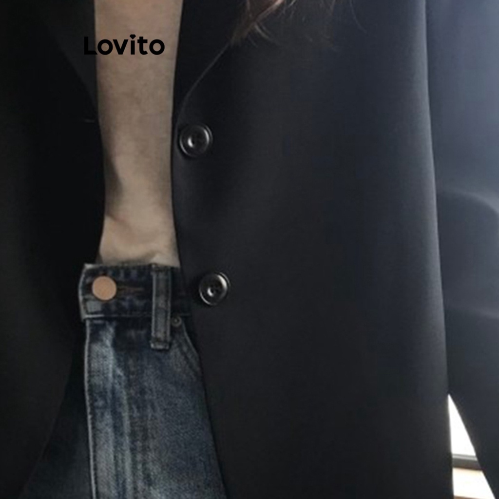 Lovito Áo khoác blazer trơn có nút thông thường dành cho nữ LNA30271