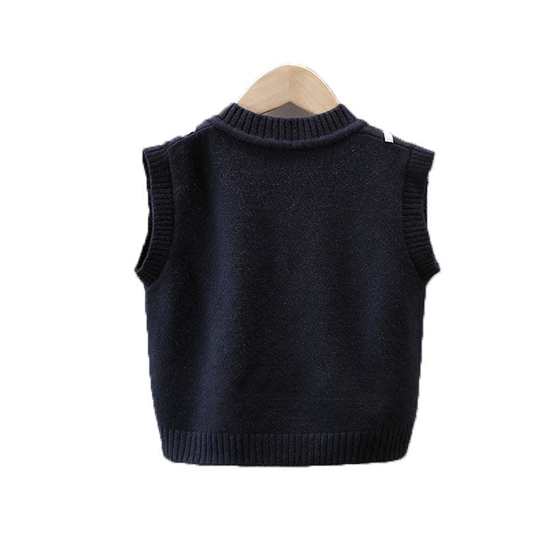 Áo sweater Dệt Kim Không Tay Thời Trang Xuân Thu Cho Bé Trai