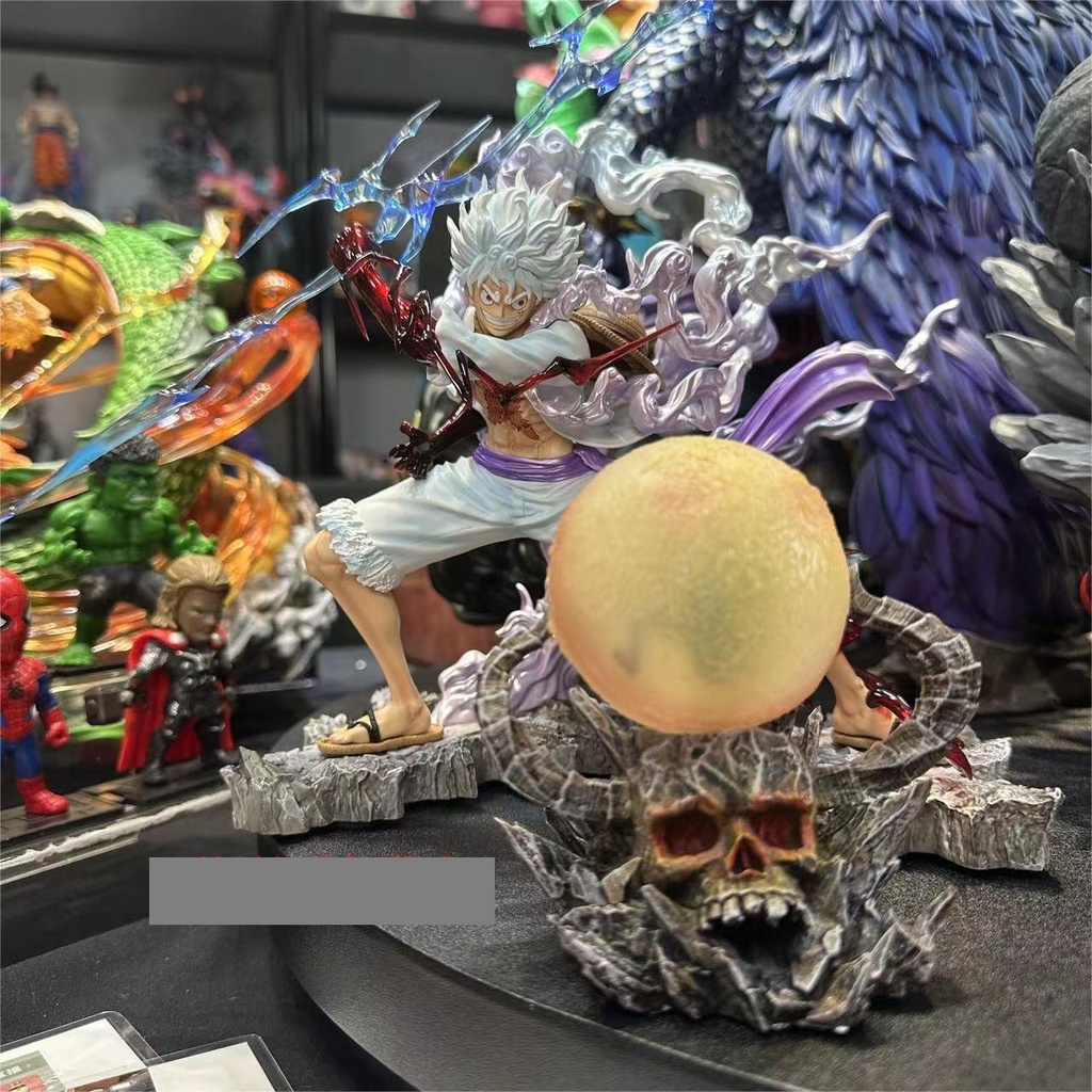 Mô hình Luffy Nika Gear 5 kiểu dáng chiến đấu siêu ngầu cao 28cm - Mô hình One Piece  tặng kèm xe