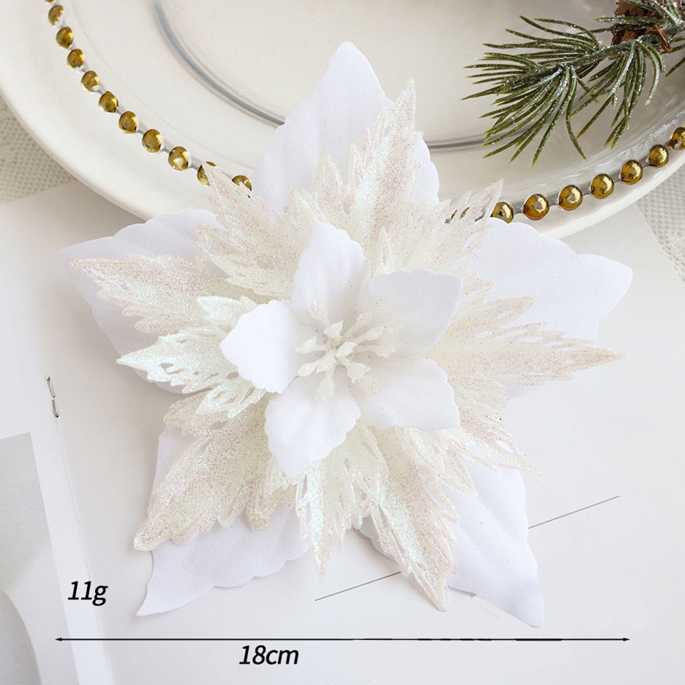 Christmas Flower Hanging Ornaments Artificial Flowers Sparkling Flowers