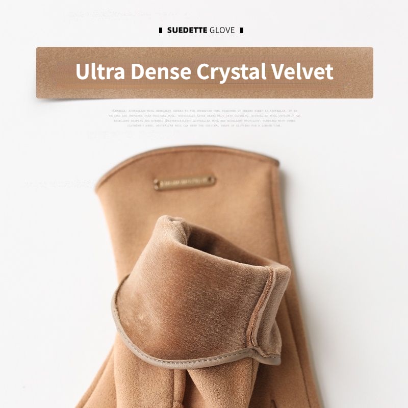 Găng Tay Da Cừu Giữ Ấm Mùa Đông Có Thể Chạm Màn Hình Cảm Ứng Dễ Thương Dành Cho Nữ