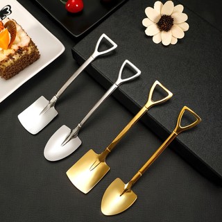 Muỗng hình xẻng xúc thức ăn bằng thép không gỉ sáng tạo, muỗng cà phê inox - ARSE FANS