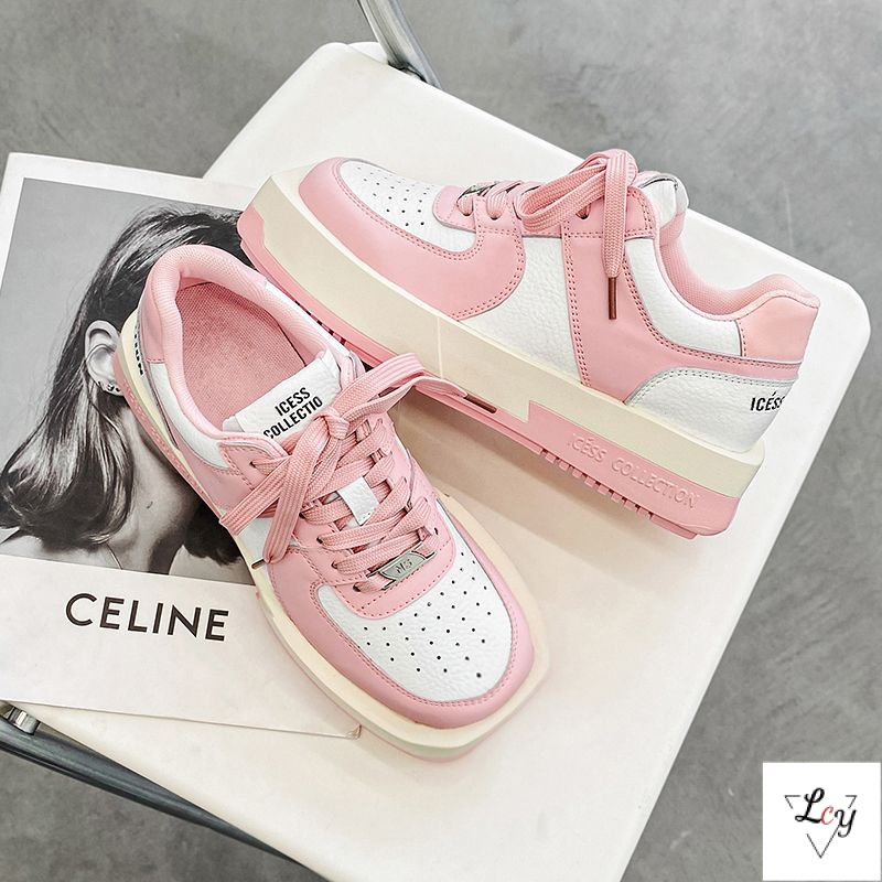 Giày Thể Thao Mũi Vuông Đế Dày Màu Trắng Đen Thời Trang Xuân Thu 2023 Cho Nữ