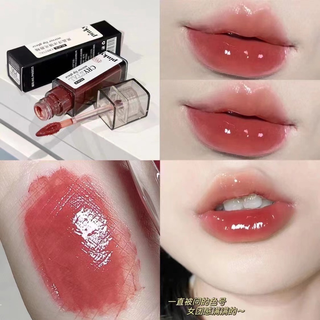 Pinkyfocus Son Bóng Hiệu Ứng Gương Màu nude Tự Nhiên Lâu Trôi Dưỡng Ẩm Không Dễ Phai