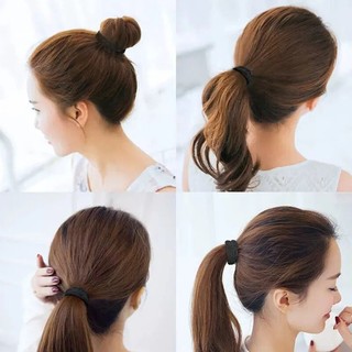 Set 10 Dây Cột Tóc Màu Đen Đơn Giản Cho Nữ
