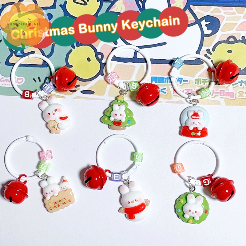 Vastji Móc Khóa Hình Thỏ Hoạt Hình Dễ Thương Trang Trí Cây Thông Noel