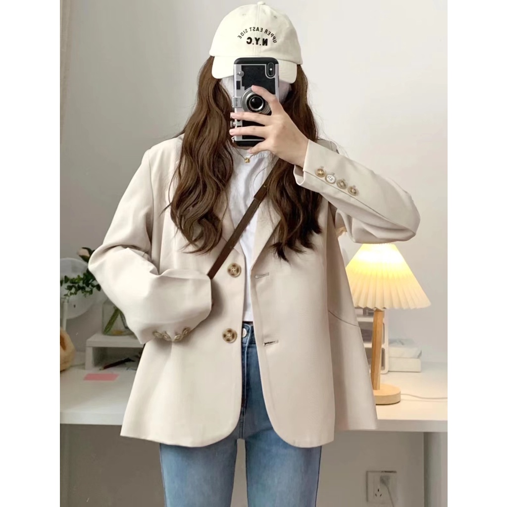 Áo Khoác blazer Dáng Ngắn Rộng Thời Trang Thanh Lịch Cho Nữ