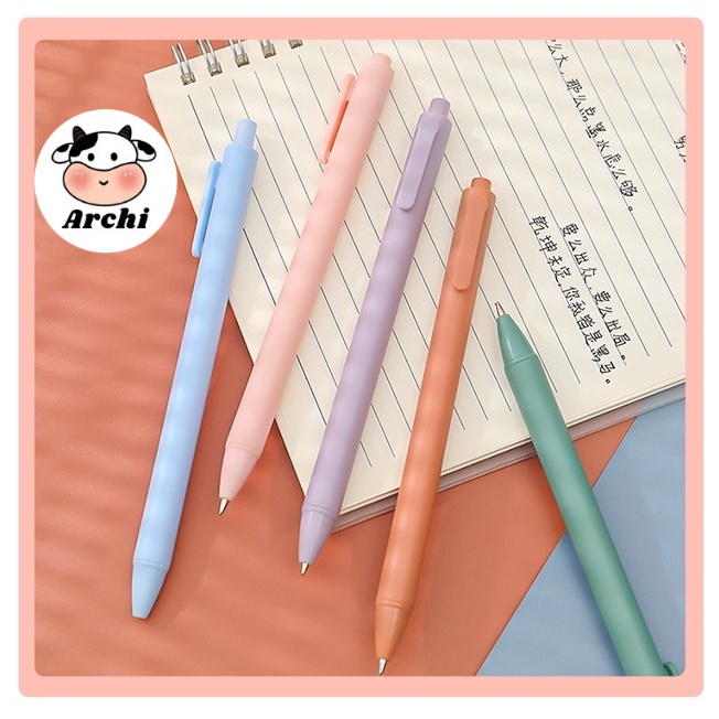 Bút bi bấm mực đen dễ thương cute ngòi 0.5mm màu pastel .