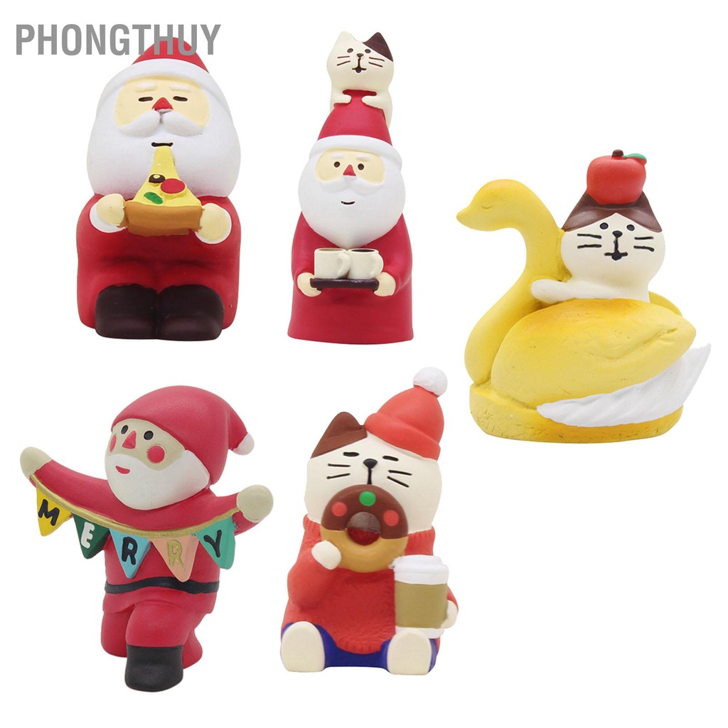 Mô hình ông già Noel mini dễ thương để bàn trang trí Giáng sinh cho bữa tiệc Nhà búp bê