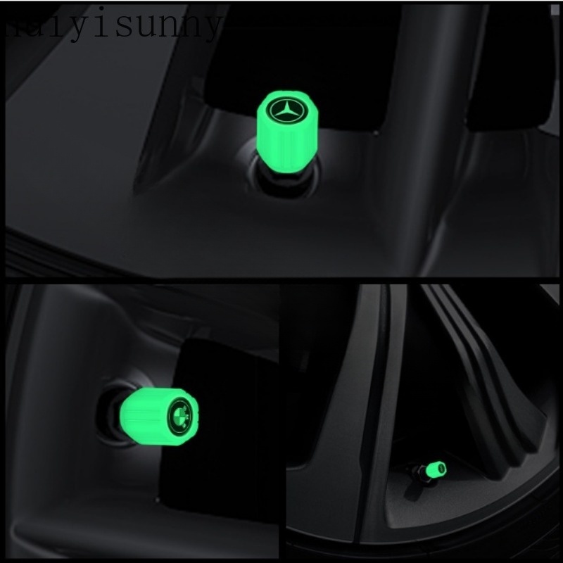 4 Nắp Van Bánh Xe Phát Sáng Trong Đêm Cho Xe Hơi toyota mitsubishi ford nissan honda hyundai mg kia gm