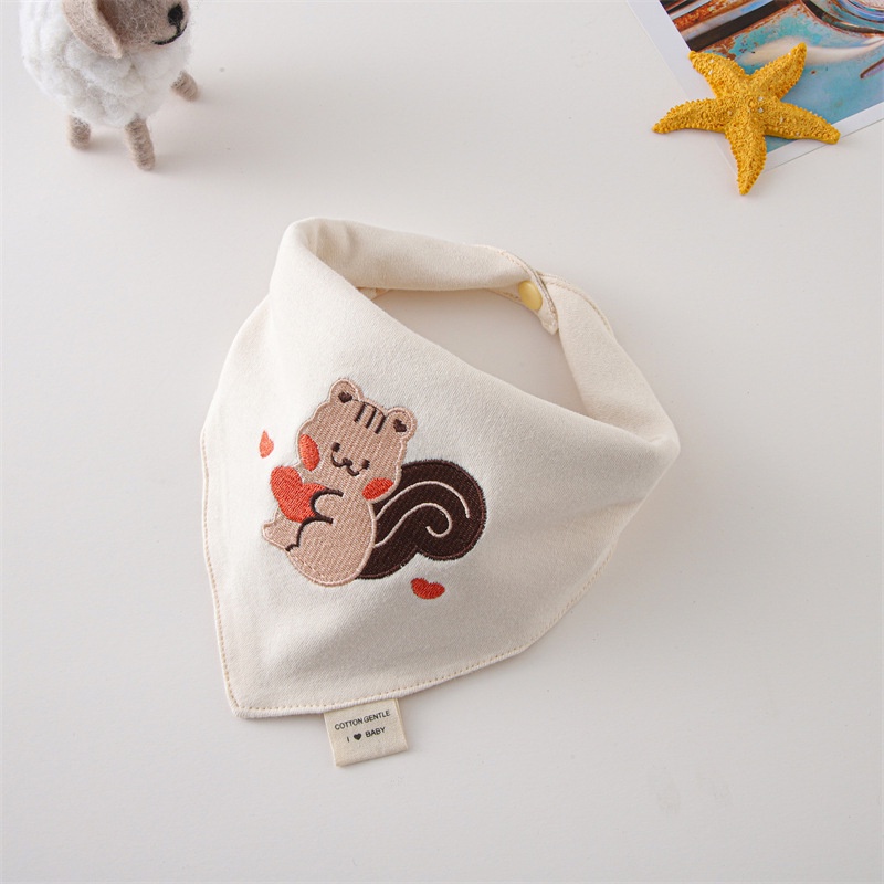 Yếm Ăn Hình Tam Giác Hai Lớp Bằng Chất Liệu 100% cotton Hữu Cơ Tự Nhiên Thêu Họa Tiết Đẹp Chất Lượng Cao Dành Cho Bé