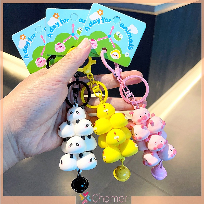 Móc Chìa Khóa pvc Hình Động Vật / Gà / Gấu Trúc / Heo Con Dễ Thương Làm Quà Tặng Cho Phụ Nữ Và Trẻ Em Mới