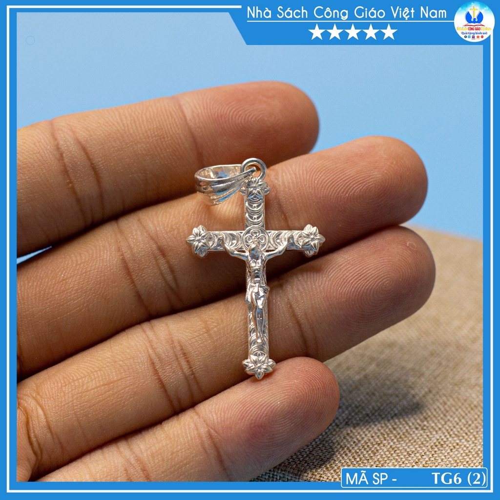Mặt dây chuyền Thánh giá Chúa Giesu bạc ta TG6  cho nam nữ - Quà tặng Công Giáo NSCGVN_HN