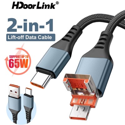 Dây Cáp Sạc Nhanh hdoorlnik usb Sang type c pd65w 6a 2 Trong 1 pd20w Cho Điện Thoại Iphone