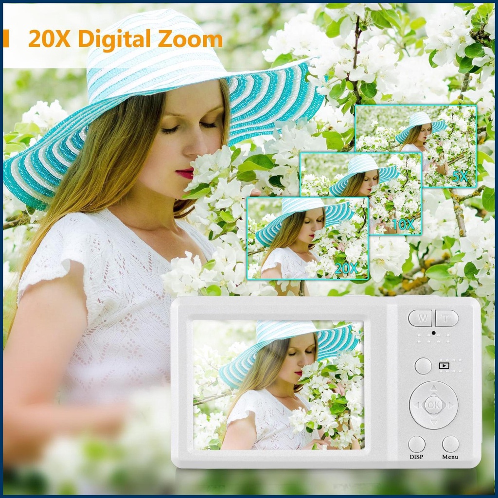 Portable Digital Camera with 2pcs Batteries and Hand Strap - Perfect for Kids and Teens