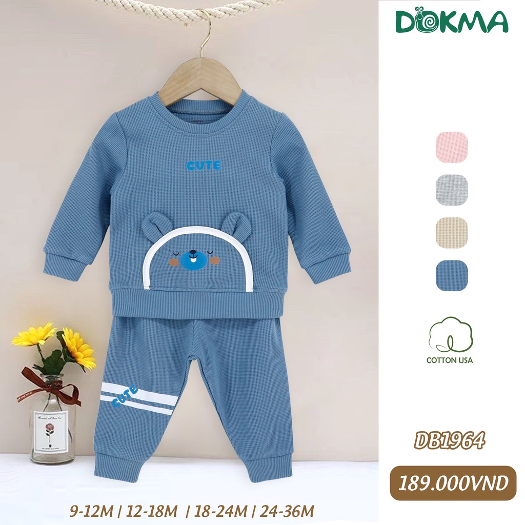 DB1964 - DB1705 Bộ thu đông nỉ dài tay cho bé trai / bé gái DOKMA