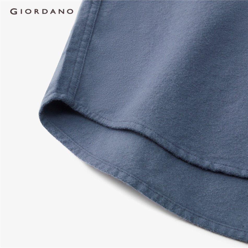 Áo sơ mi GIORDANO 01042869 cotton flannel dày tay dài thời trang cho nam