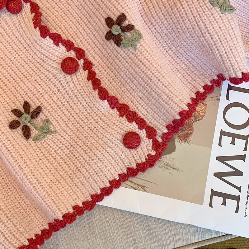 Áo Khoác cardigan Dệt Kim Dáng Ngắn Thêu Họa Tiết Thời Trang Xuân Thu 2023 Cho Nữ