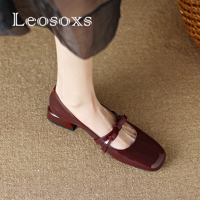 Leosoxs giày búp bê đế cao lolita giày Mary Jane Đế da mềm đế thời trang Độn đế Chống trơn trượt Đi biển Đường may tỉ mỉ FSX23A0X7D 44Z231030