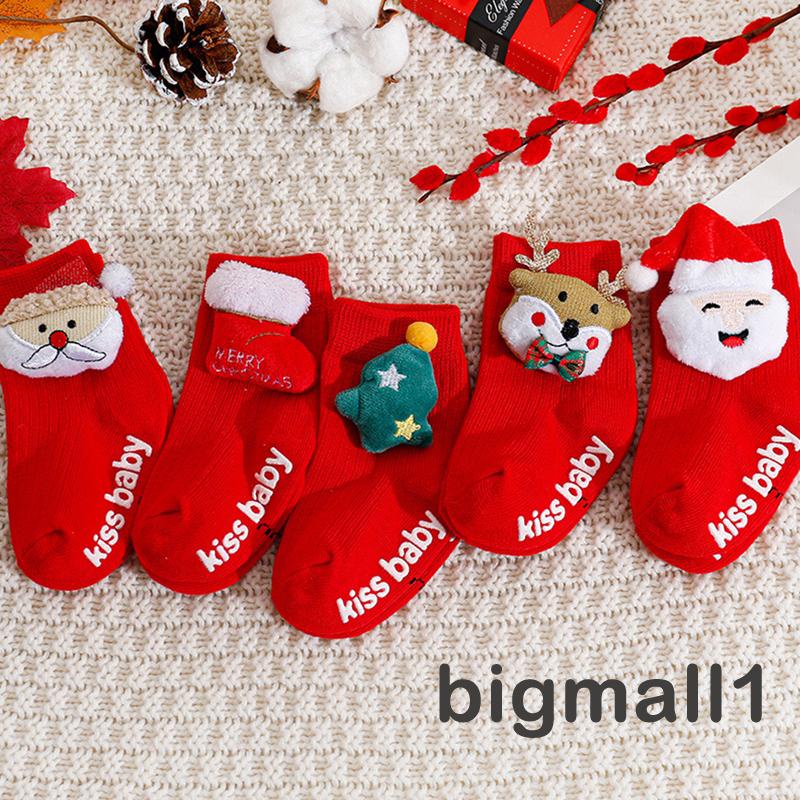 Topmall Tất cotton Giáng Sinh Dễ Thương Cho Bé 0-3 Tuổi