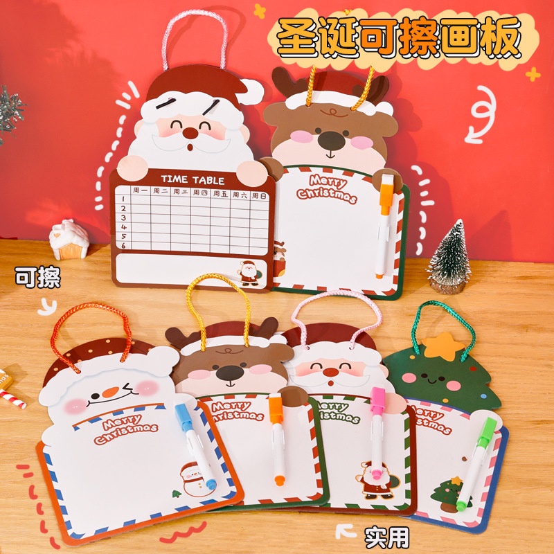 Bảng vẽ hoạt hình Giáng sinh có thể xóa được, bảng tin hai mặt giáo dục sớm cho trẻ em, bảng vẽ graffiti, quà tặng Giáng sinh dễ thương