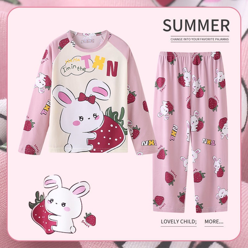 Hello kitty Bộ Đồ Ngủ 2 Món Gồm Áo Tay Dài + Quần Dài In Họa Tiết Hoạt Hình Cho Bé Trai / Gái