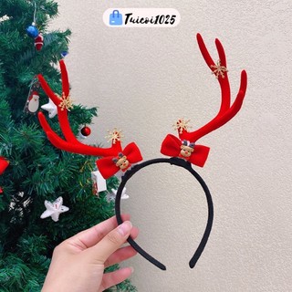 Cài giáng sinh bờm tóc Noel sừng hươu siêu đáng yêu cho nữ, Băng đô sừng hươu phụ kiện tóc chụp ảnh noel