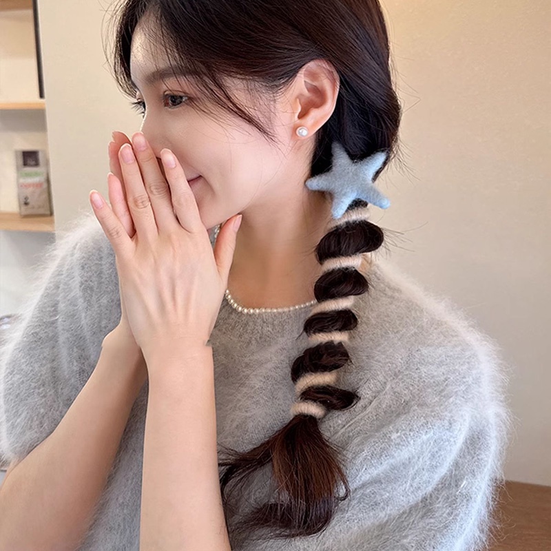 Dây Cột Tóc Bằng Vải Nỉ Co Giãn Bền Không Làm Tổn Thương Tóc Thẳng Hình Ngôi Sao Năm Cánh Dễ Thương Thu Đông Cho Nữ