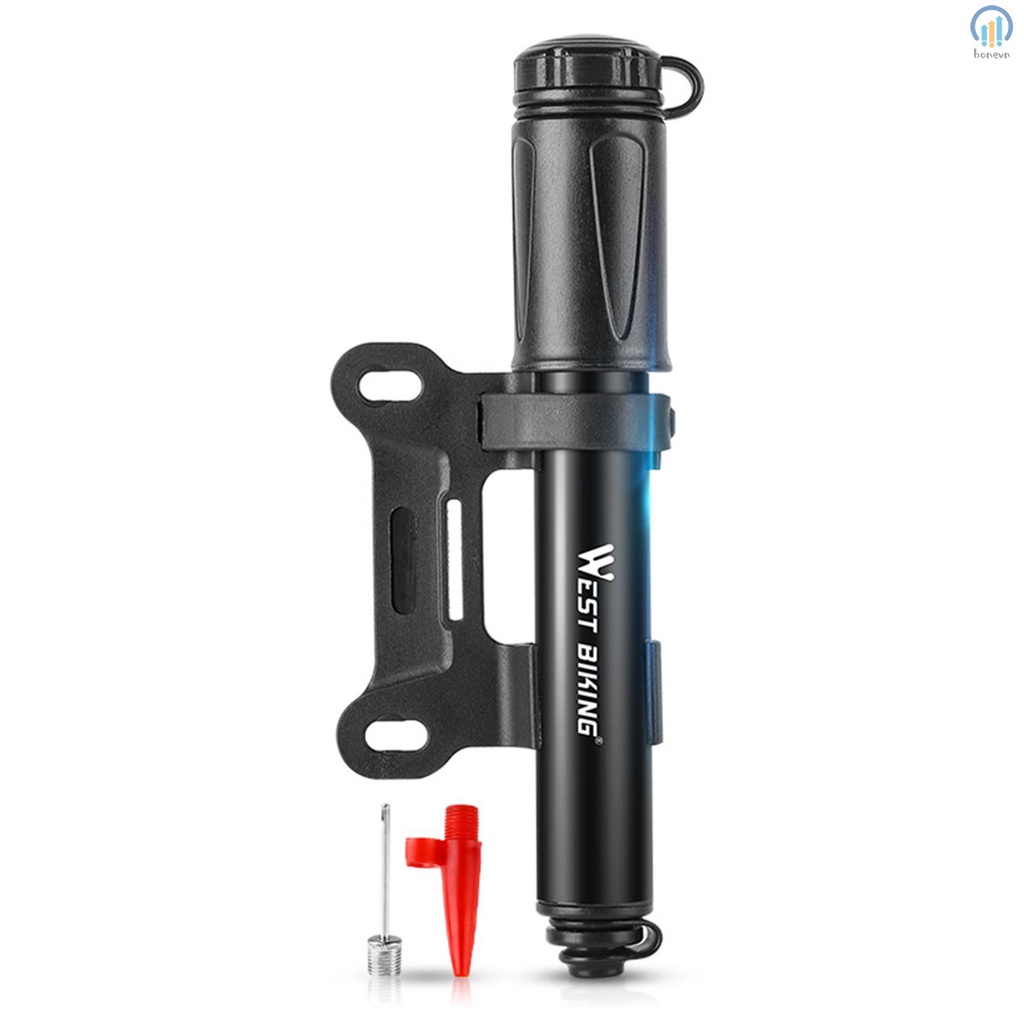 WEST BIKING Portable Bicycle Pump Aluminum Alloy Tire Tube Mini High Pressure Hand Pump Inflator Bike