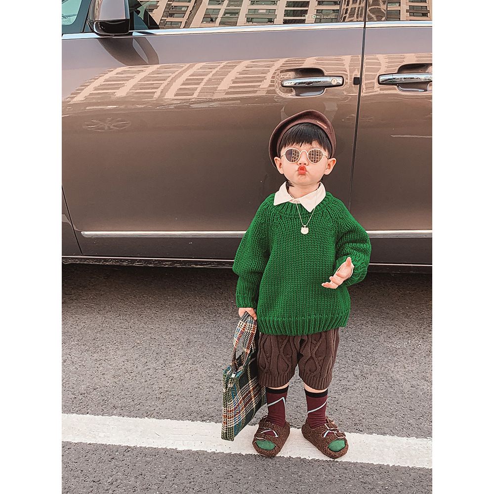 Áo sweater Dệt Kim Dày Tay Dài Cổ Tròn Thời Trang Thu Đông Hàn Quốc 2023 Cho Bé