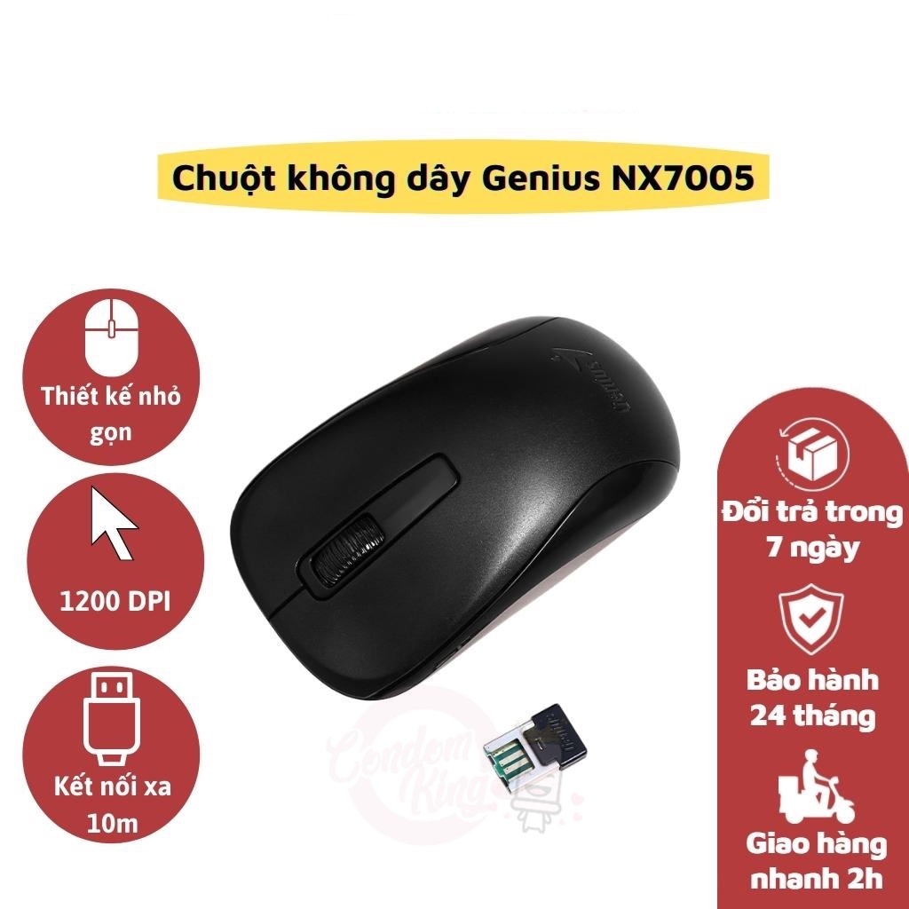 (Ưu đãi lớn) Chuột máy tính Genius NX7005 (Không Dây) - Hàng Nhập Khẩu