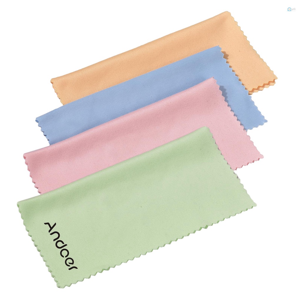 Andoer Set 4 Khăn Lau Kính Vải Sợi Nhỏ 10 X 10cm