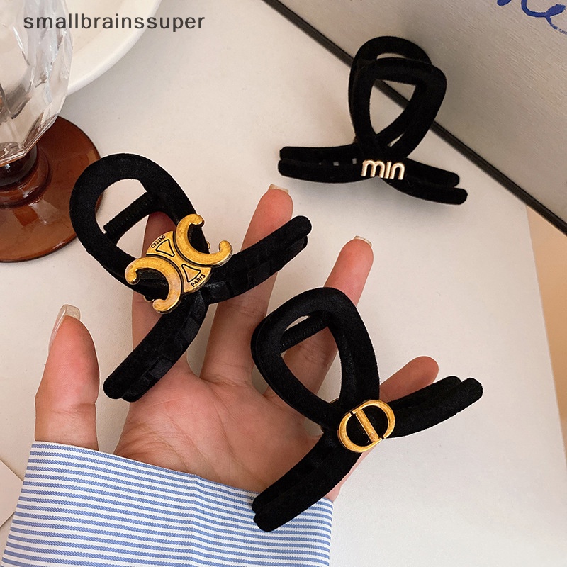 Smallbrainssuper Kẹp Tóc Hình Cá Mập Đen Bằng Nhung Thời Trang Thu Đông Cho Nữ sbs
