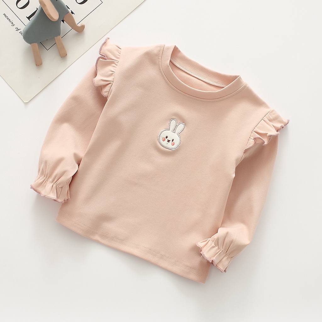 Áo Thun cotton Tay Dài Phong Cách Công Chúa Thời Trang Xuân Thu Dành Cho Bé Gái