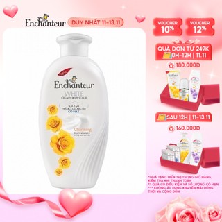 Sữa tắm trắng và dưỡng ẩm có hạt Enchanteur Charming white creamy body scrub 180gr