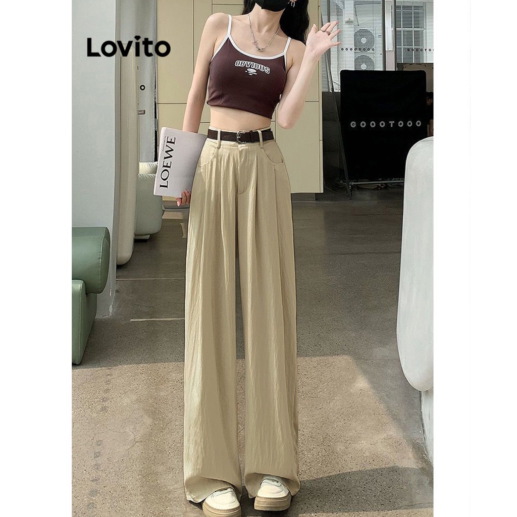 Quần dài Lovito có túi màu trơn thường ngày cho nữ LNA21263