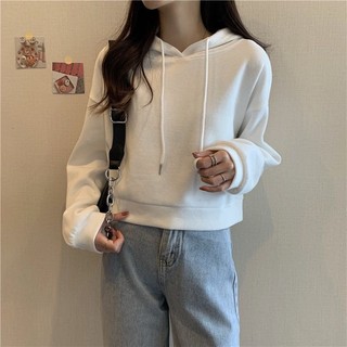 Mới Áo Hoodie Lửng Tay Dài Phong Cách Hàn Quốc Dành Cho Nữ
