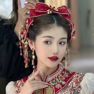 Mới bộ kẹp tóc nơ cài tóc đính đá thủ công phong cách trung hoa cổ điển cho cô dâu