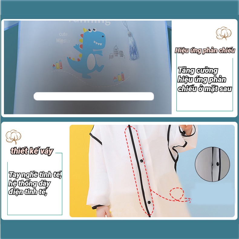 LAMJAD Áo Mưa Dày Dặn Chống Nước in Họa Tiết Hoạt Hình Dễ Thương Bảo Vệ Toàn Thân Cho Bé Trai / Gái Áo Mưa Trẻ Con