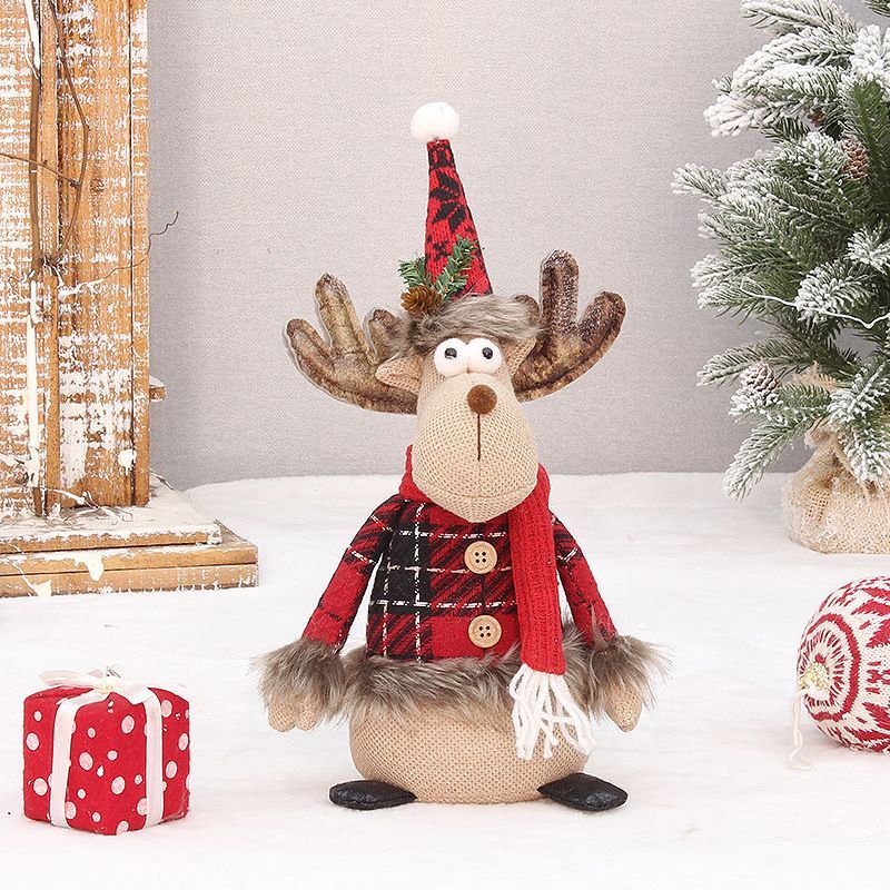 Búp Bê Vải Caro Đỏ Hình Ông Già Noel Tuần Lộc / Nai Sừng Tấm Trang Trí Giáng Sinh