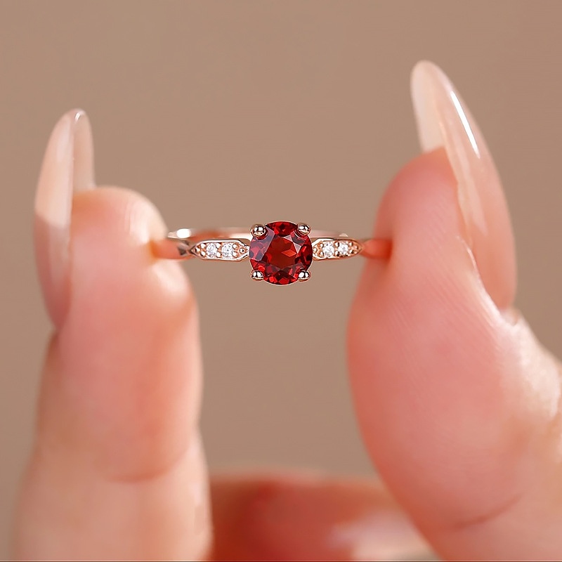 Nhẫn Nữ Mạ Vàng Hồng / Bạc 925 Đính Đá zircon Đơn Giản Thời Trang