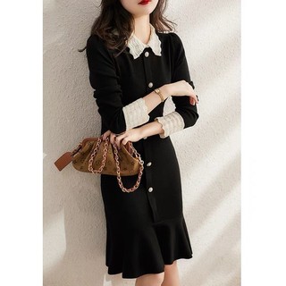 Váy Dệt Kim Cao Cấp Thời Trang Thu Đông Phong Cách Pháp Cho Nữ