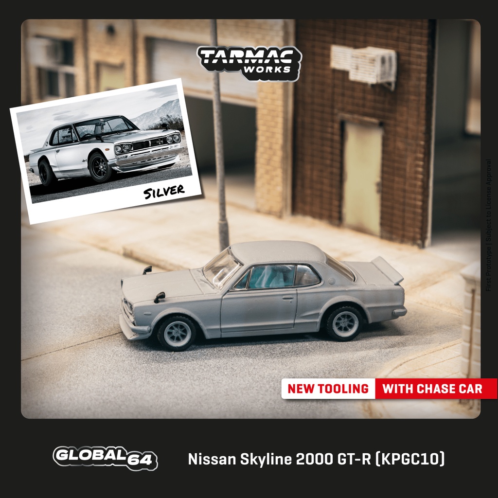 Tarmac Works 1 / 64 GLOBAL64 Nissan Skyline 2000 GT-R (KPGC10) Bạc T64G-043-SL