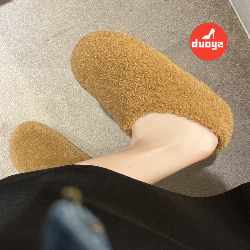 Duooya Dép Bông San Hô cotton Lông Cừu Dày Dặn Ấm Áp Đi Trong Nhà / Ngoài Trời Cho Nữ