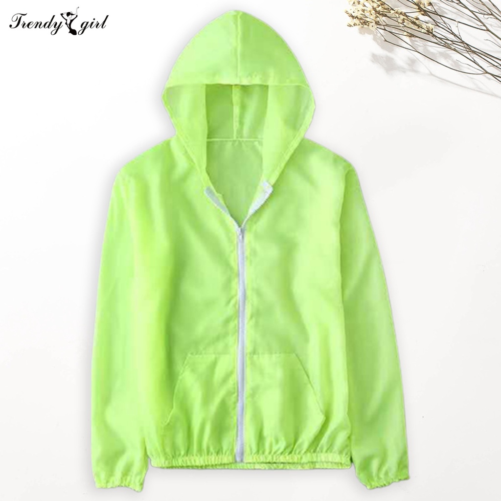Áo Khoác Chống Nắng Tay Dài Có Khóa Kéo Màu Trơn Siêu Mỏng Cho Nam Và Nữ