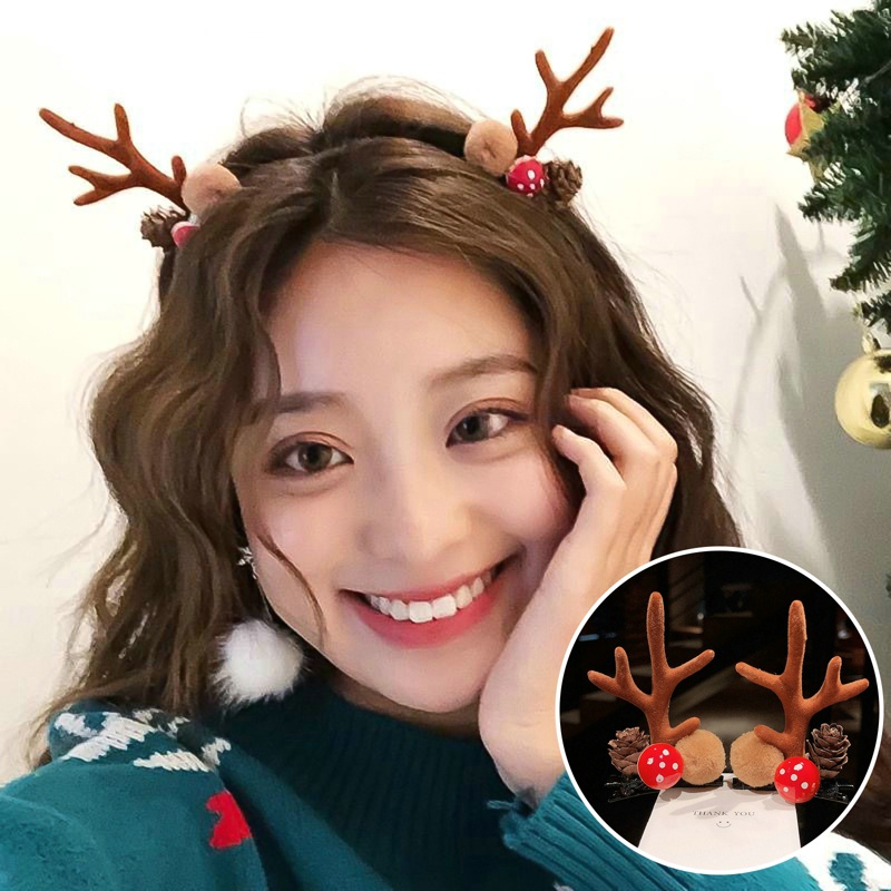 Kẹp Tóc Hình Sừng Tuần Lộc Giáng Sinh Dễ Thương Cho Bé Gái