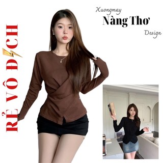 A004 Áo Tà Chéo Bigsize Dáng Tay Dài Che Khuyết Điểm Chất Len Tăm Lạnh Co giãn 4 Chiều
